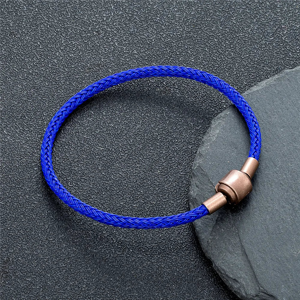 Braided Steel Cable Bracelet – 22 Colors, 19–23 cm