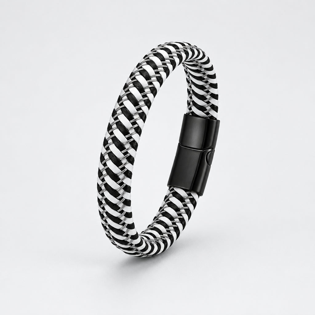 Stainless Steel Braided Leather Bracelet Elegant Style deideas