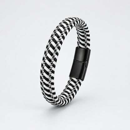 Stainless Steel Braided Leather Bracelet Elegant Style deideas