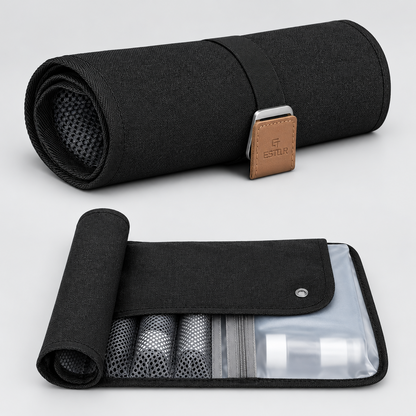PU Leather Toiletry Bag – Roll-Up Travel Organizer