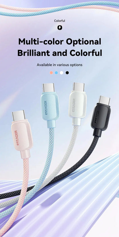 USB-C to USB-C Cable – 100W, Braided, 1 m or 2 m