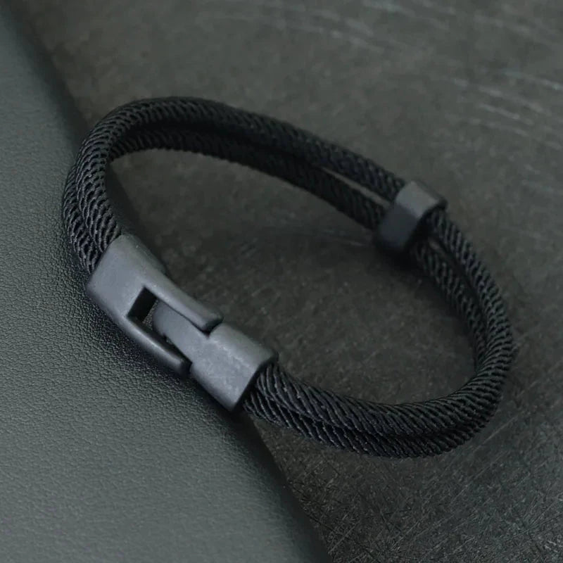 Dual Weave Bracelet Represents the double layer intertwined with style and resistance deideas