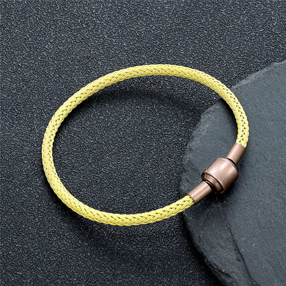 Braided Steel Cable Bracelet – 22 Colors, 19–23 cm