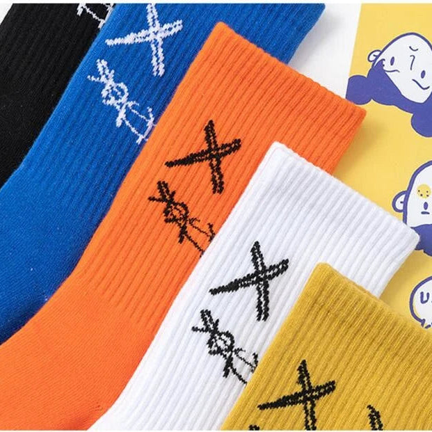X-Eye Face Crew Socks – Cotton Blend, 3-Pair Set