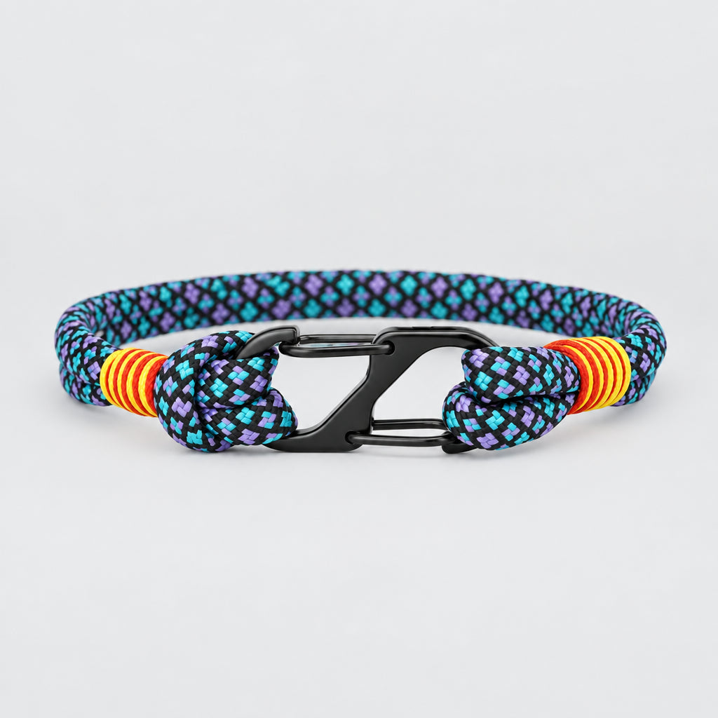 Two-Tone Rope Bracelet with Carabiner Clasp
