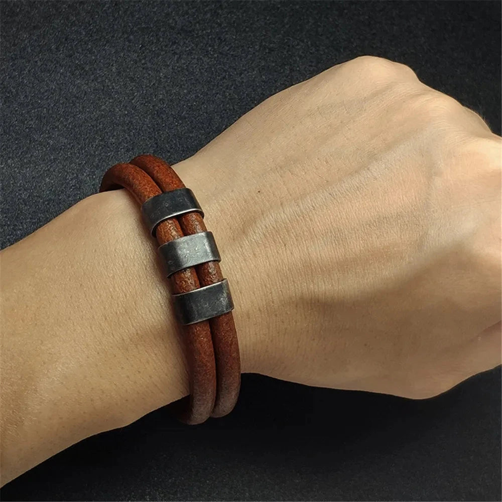 Equestrian Edge Vintage Double Strand Leather Bracelet deideas