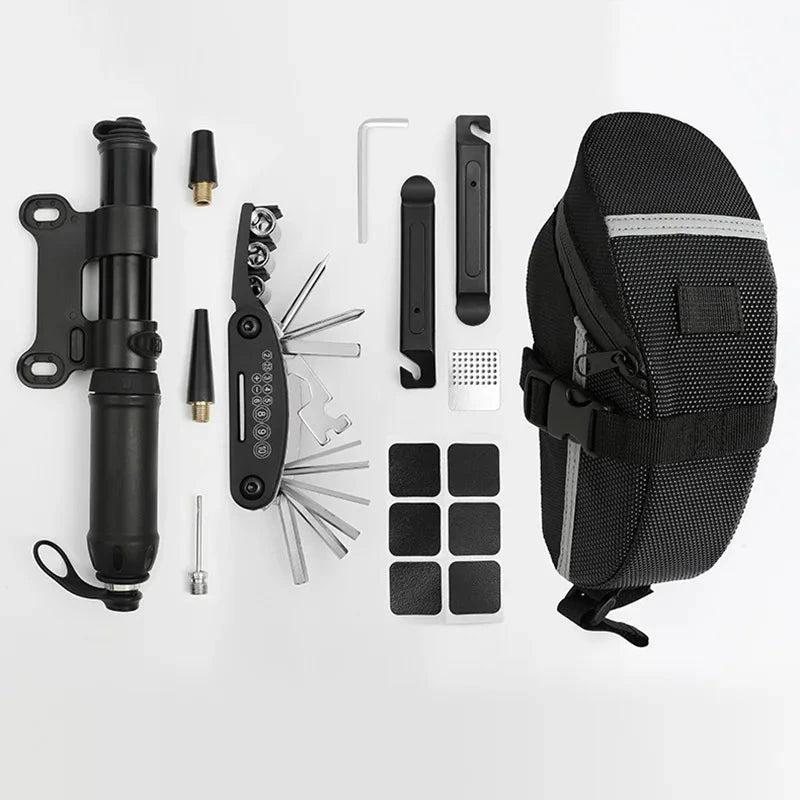 Bicycle Repair Tool Kit Pump Tire Patch Multifunctional Wrench deideas