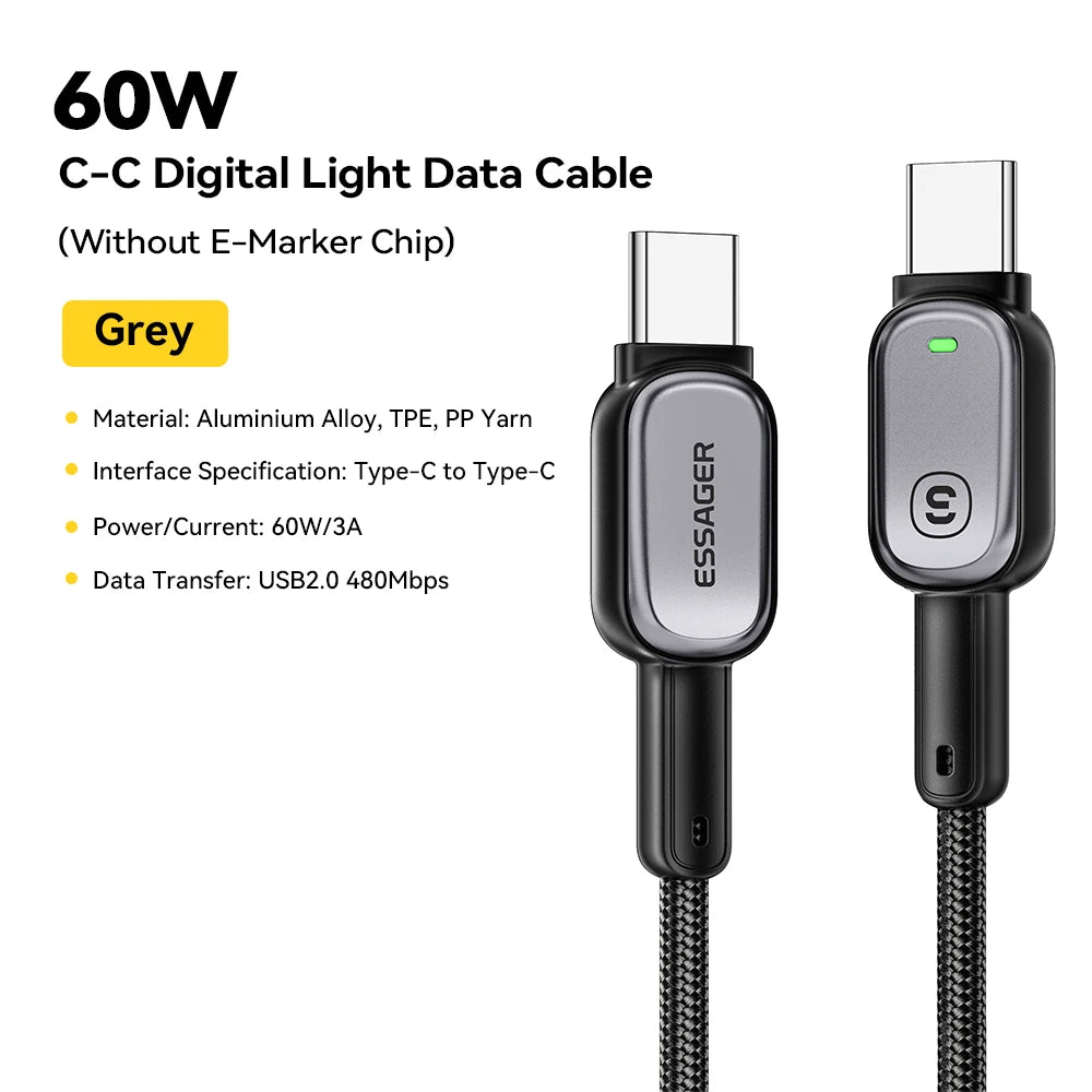 USB-C Cable with Charging Indicator – 60W or 100W