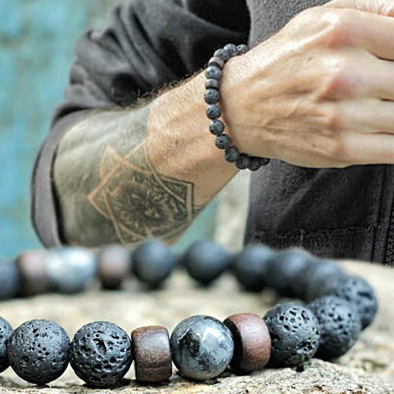 Surf Spirit Volcanic Lava Stone Bracelet  Natural Black Onyx Beads with Healing Properties