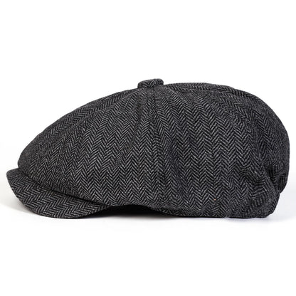 Herringbone Newsboy Cap Retro Painter's Beret, Unisex