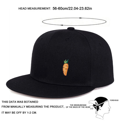 Carrot Embroidered Cap – Black, Flat Brim