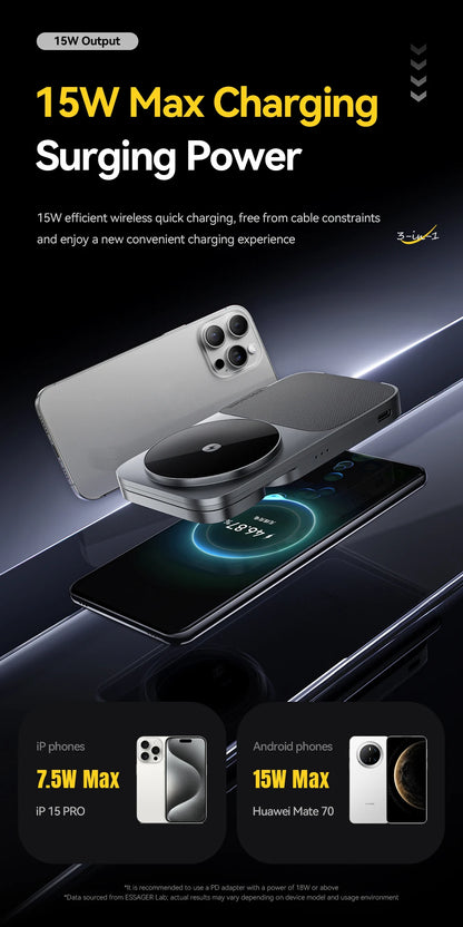 3-in-1 Magnetic Wireless Charging Stand – Foldable, Grey