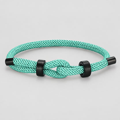 Adjustable Rope Bracelet Black Steel Charm, Waterproof & Durable deideas