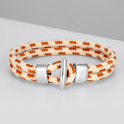 Patterned Rope Bracelet – Toggle Clasp, 17–23 cm