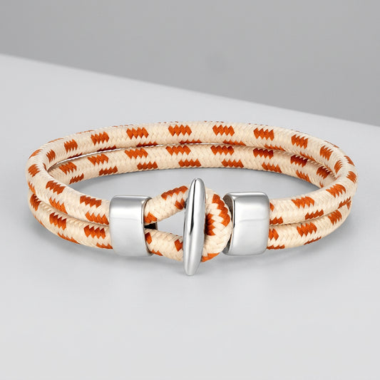 Patterned Rope Bracelet – Toggle Clasp, 17–23 cm