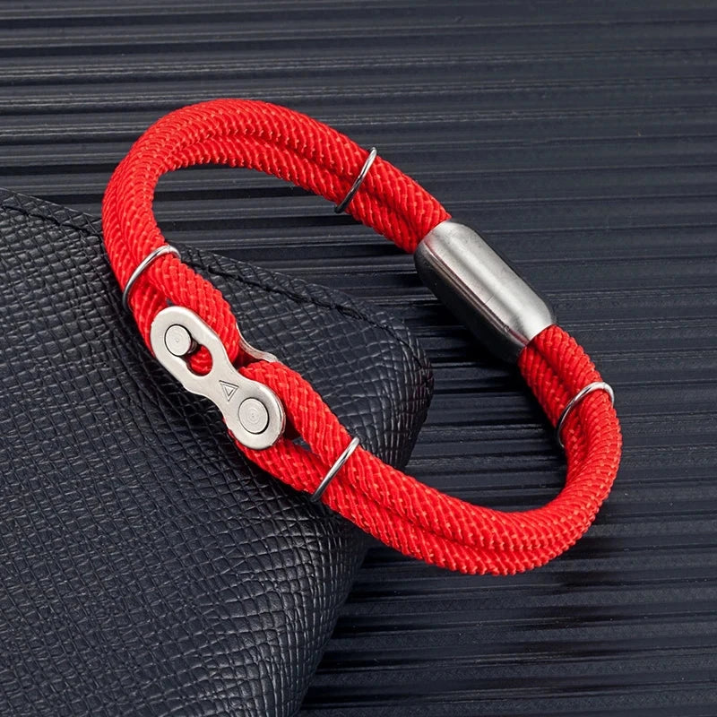 Biker Chain Magnetic Bracelet Rugged Rope & Rock Style deideas