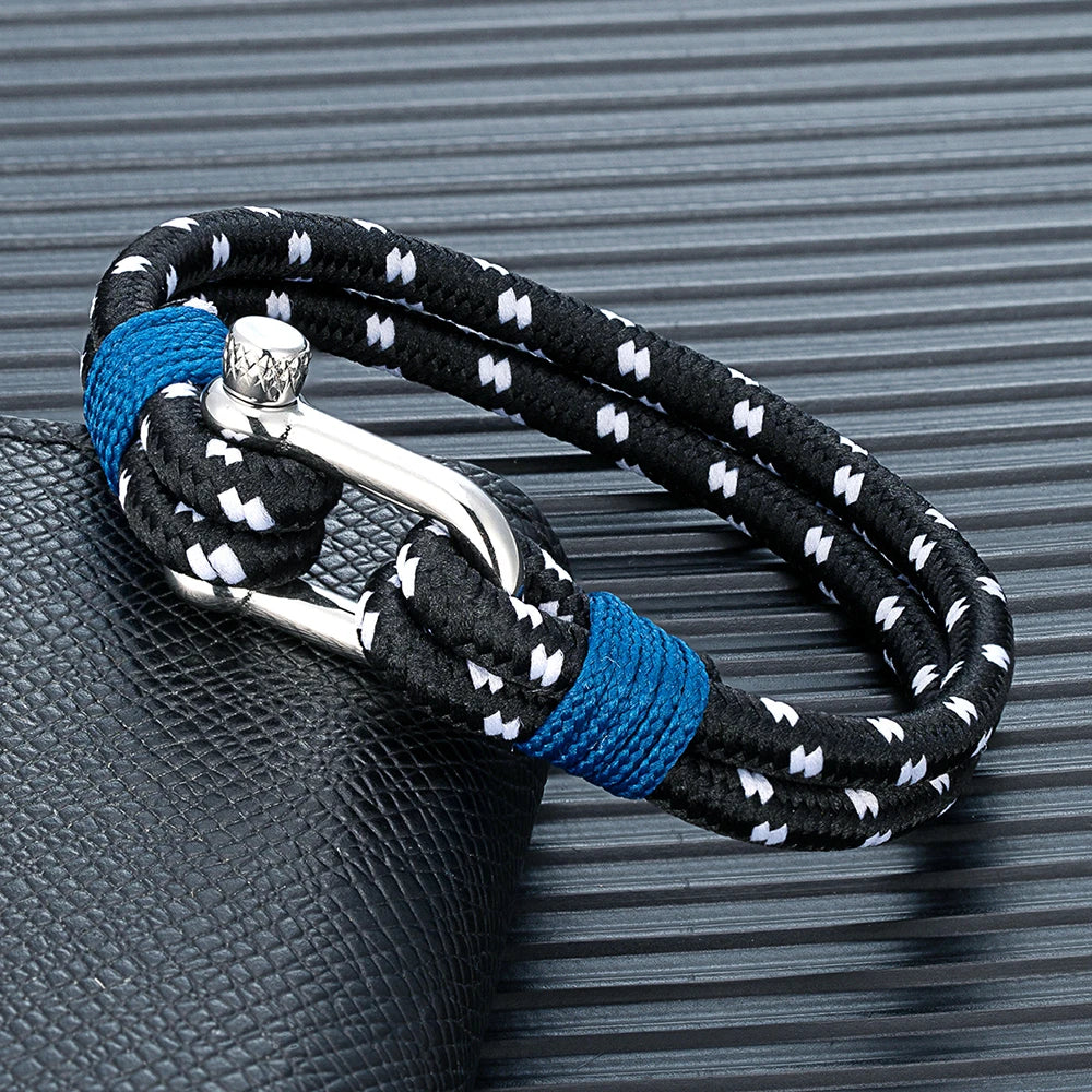Double-Cord Rope Bracelet – Screw-Pin Shackle, 4 Colors
