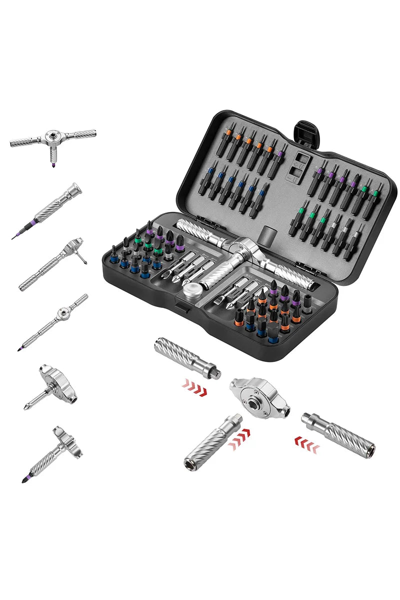 66-in-1 Magnetic Ratchet Screwdriver Set – T-Handle