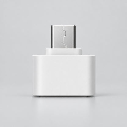 The image shows a silver USB flash drive with a dual connector, compatible with Type-C and PC/Mac. It highlights the 360° steel ring hook for easy switching between devices.
