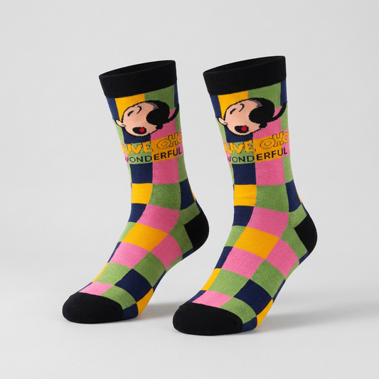 Cartoon Jacquard Crew Socks – Unisex EU 35–41