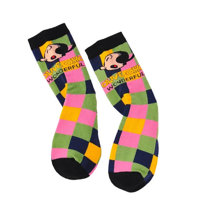 Cartoon Jacquard Crew Socks – Unisex EU 35–41