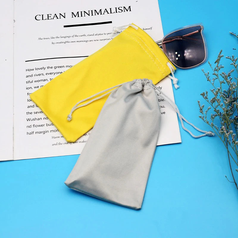 Microfiber Eyeglasses Pouch Soft Drawstring, 18x9cm