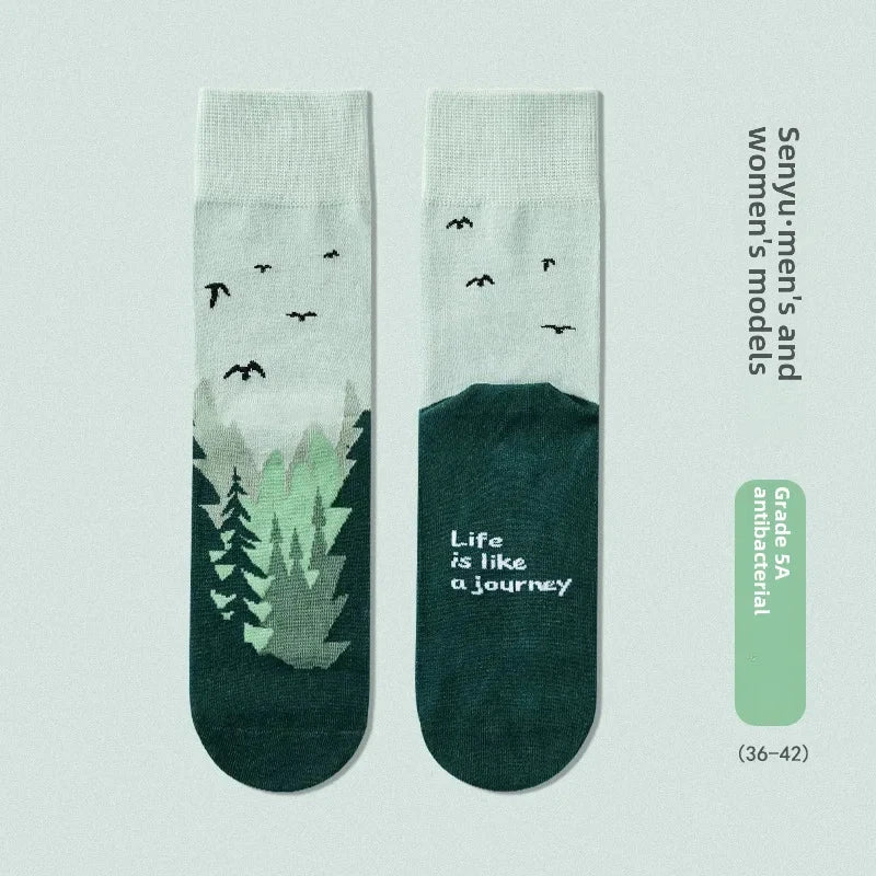 Adventure Cotton Socks Breathable, Anti-Odor, Unisex Mid-Calf deideas