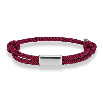 Adjustable Rope Bracelet – Blank Silver-Tone Accent, 14 Colors