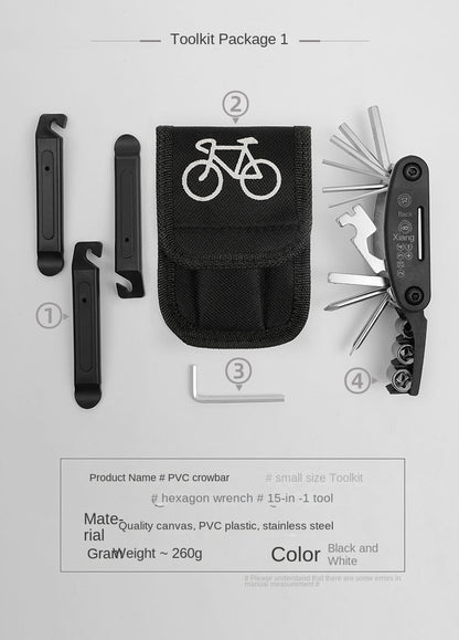 Bicycle Repair Tool Kit Pump Tire Patch Multifunctional Wrench deideas