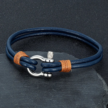 Leather Shackle Bracelet – Screw-Pin Closure, 4 Colors