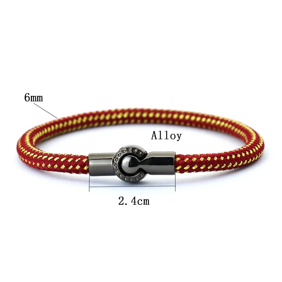 Outdoor Sports Cycling Mens Rope Bracelet Black Magnet Buckle Wrap Bangle Pulseira Corda Masculina Pulceras Hombres Elegante deideas