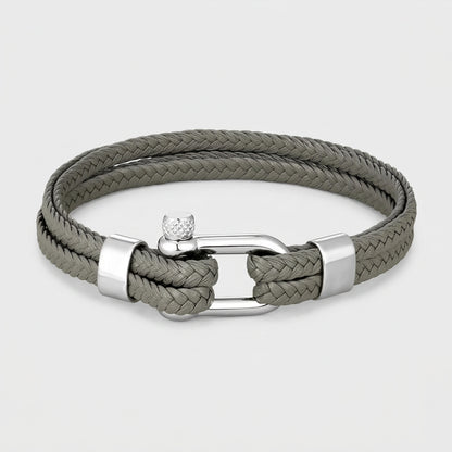 Braided Leather Shackle Bracelet – 5 Colors, 19–23 cm