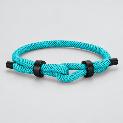 Adjustable Rope Bracelet Black Steel Charm, Waterproof & Durable deideas