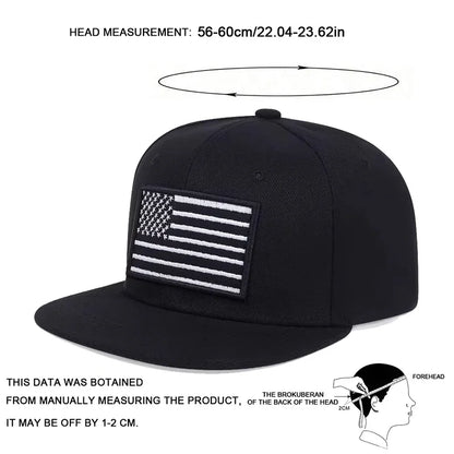 American Flag Embroidery Baseball Cap Hip-Hop Style, Adjustable, Unisex