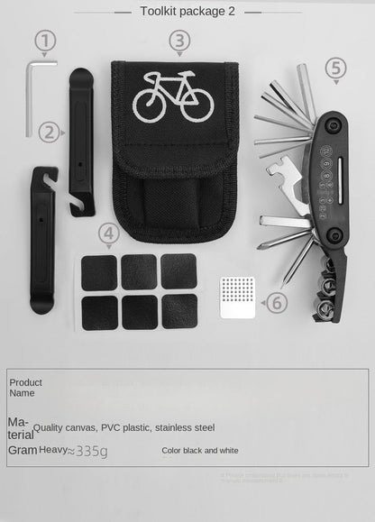 Bicycle Repair Tool Kit Pump Tire Patch Multifunctional Wrench deideas