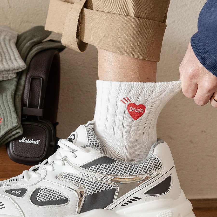 Embroidered Ribbed Socks 4-Pack – Boxed Cotton Blend