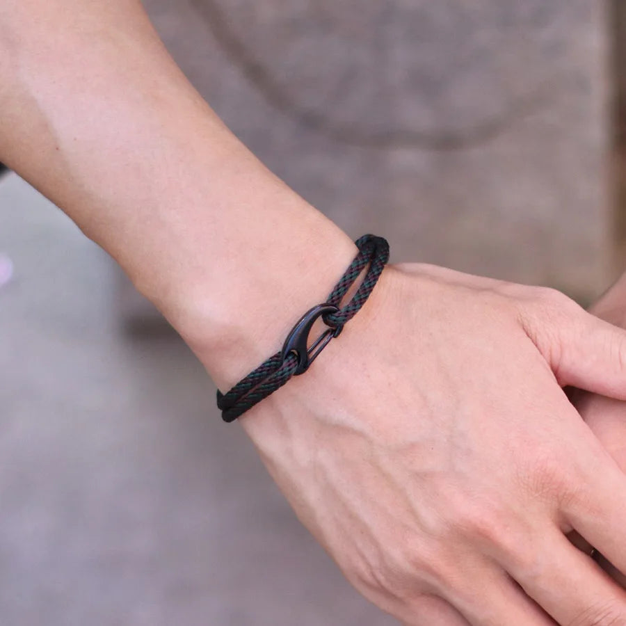 New Handmade Ethnic String Bracelet For Men Marine Fabric Nautical Braslet Black D Buckle Climbing Rope Braclet Beach Pulseria deideas