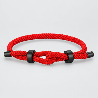 Adjustable Rope Bracelet Black Steel Charm, Waterproof & Durable deideas