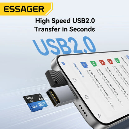 MicroSD Card Reader USB-C & USB 2.0, Dual Interface