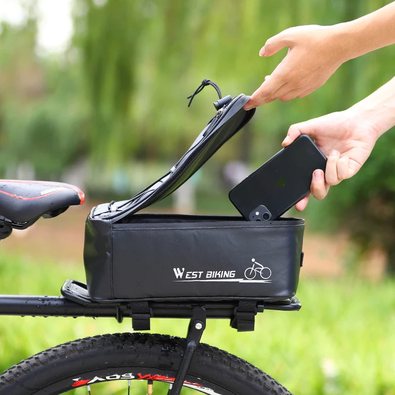 Bike Rear Rack Bag – West Biking 4L, Black, Rain Cover
