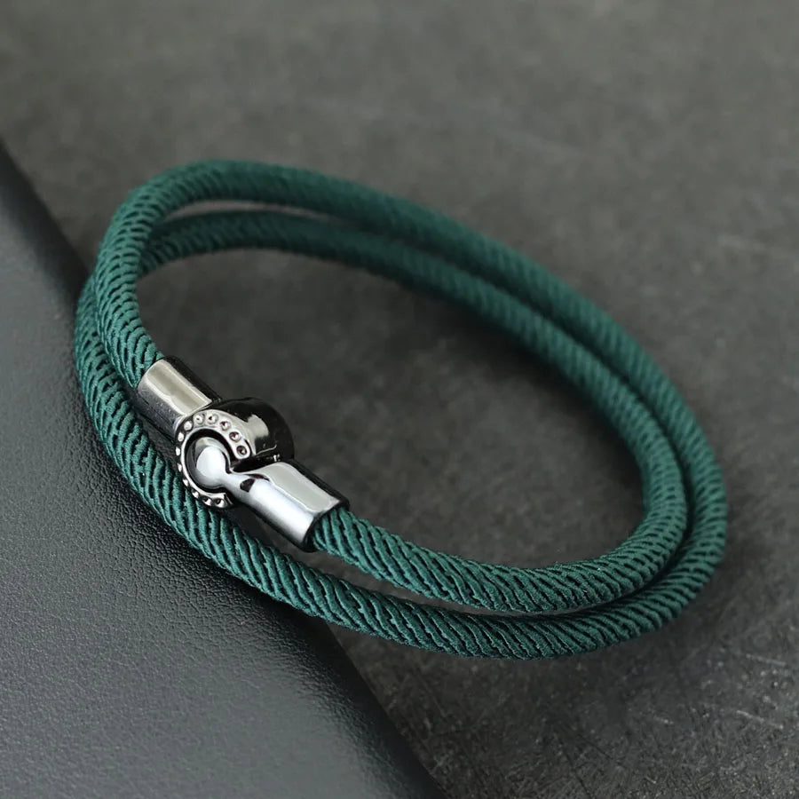 Simple Style Men Rope Bracelet Magnet Buckle Bilayer Outdoor Sports Nautical Braslet Pulseras Para Hombre Perfect Gift For Him deideas