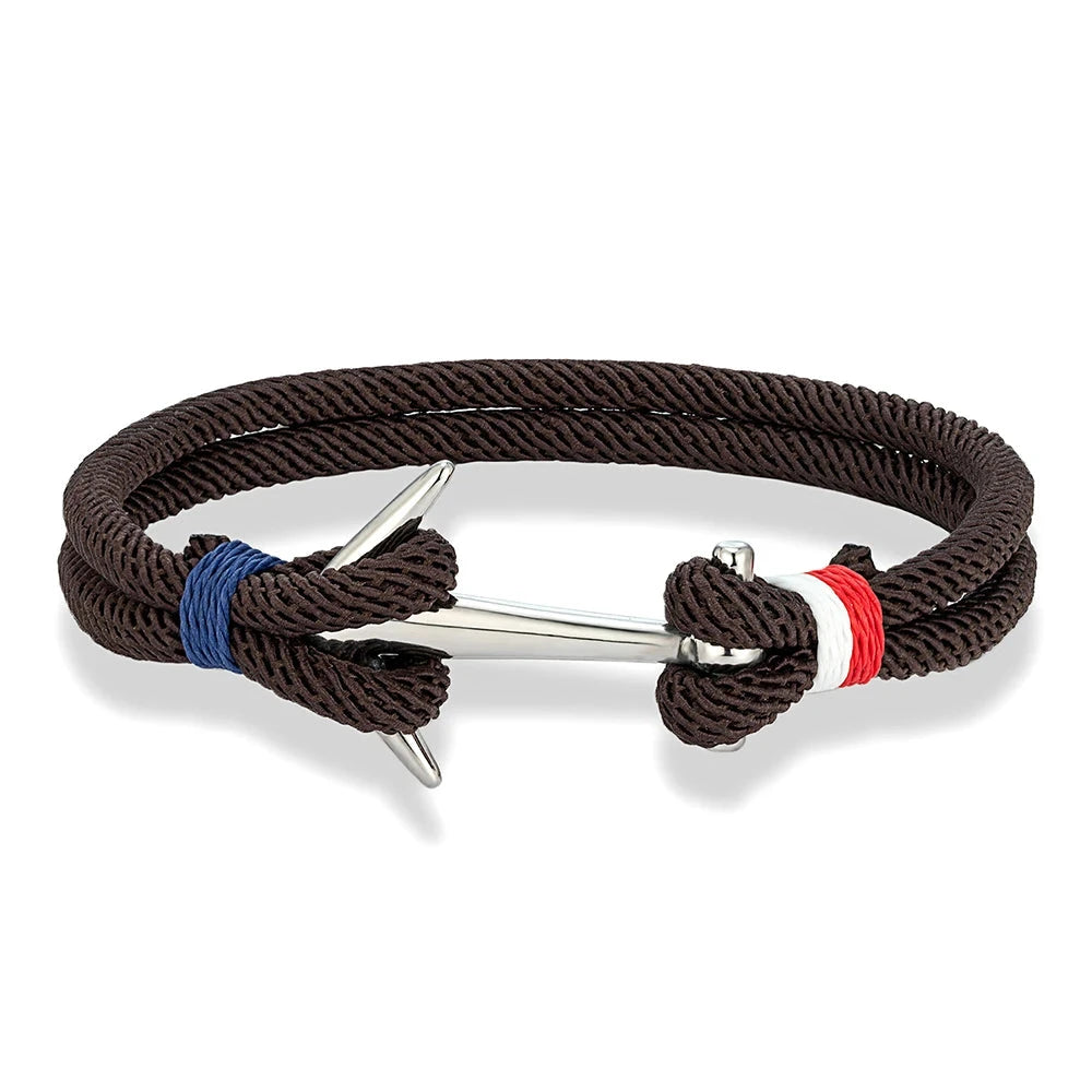 Nautical Steel Double Rope Anchor Bracelet Waterproof, Unisex & Adventure Ready deideas