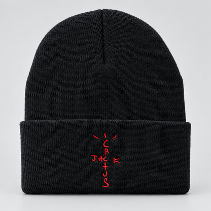 Bandana Graphic Cactus Embroidered Knit Beanie, One Size