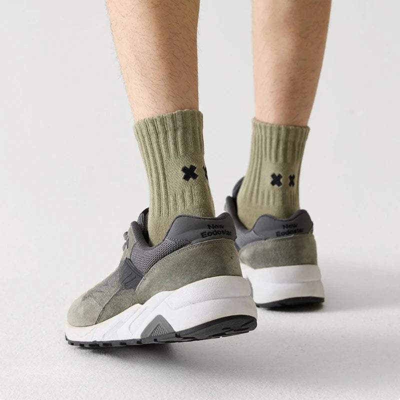 Embroidered Cross Crew Socks 5-Pack – Mixed Colors