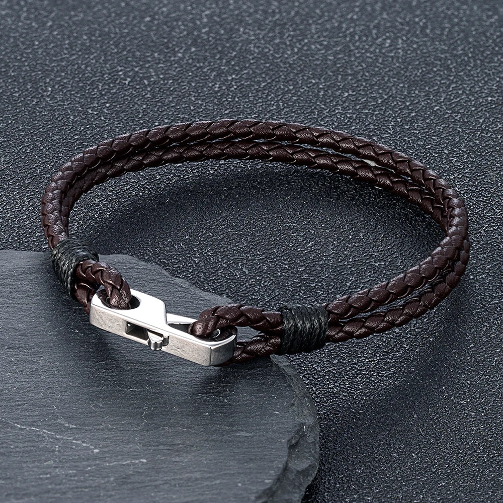 Leather Cord Bracelet – 3 mm, Square Magnetic Clasp