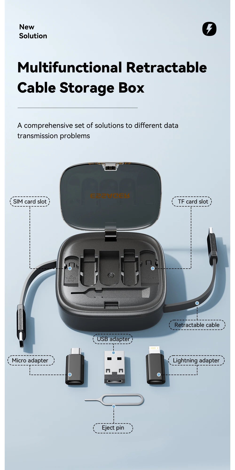 USB-C Travel Charging Kit – 60W Listed Output, Cable & Stand