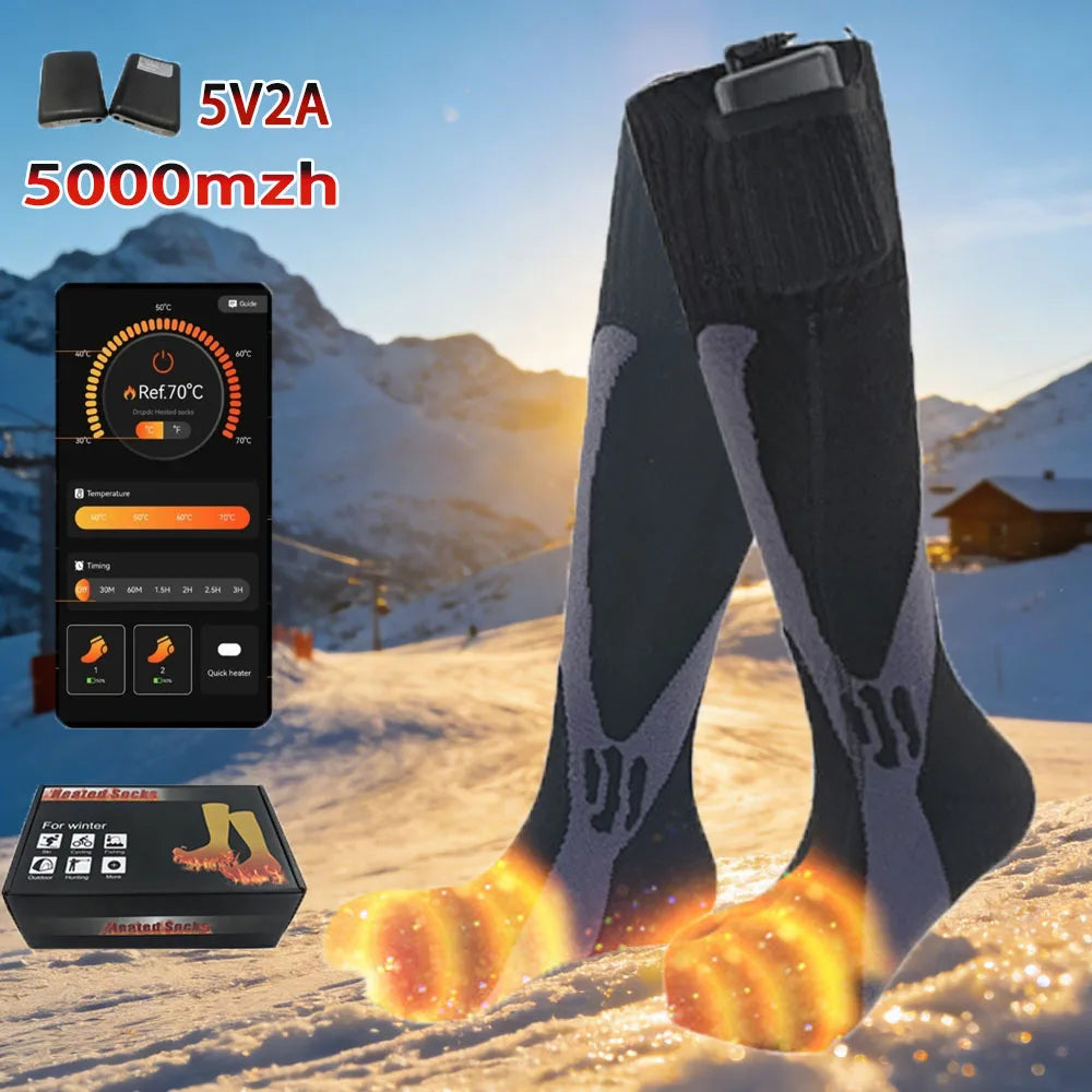 Rechargeable Heated Socks – Black or Pink, One Pair