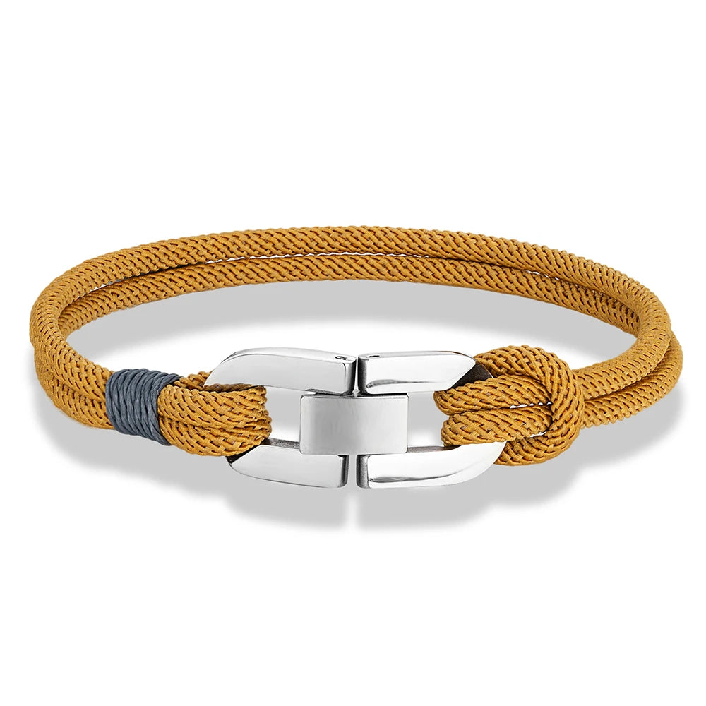 Double-Strand Rope Bracelet – Silver-Tone Clasp, 17–23 cm