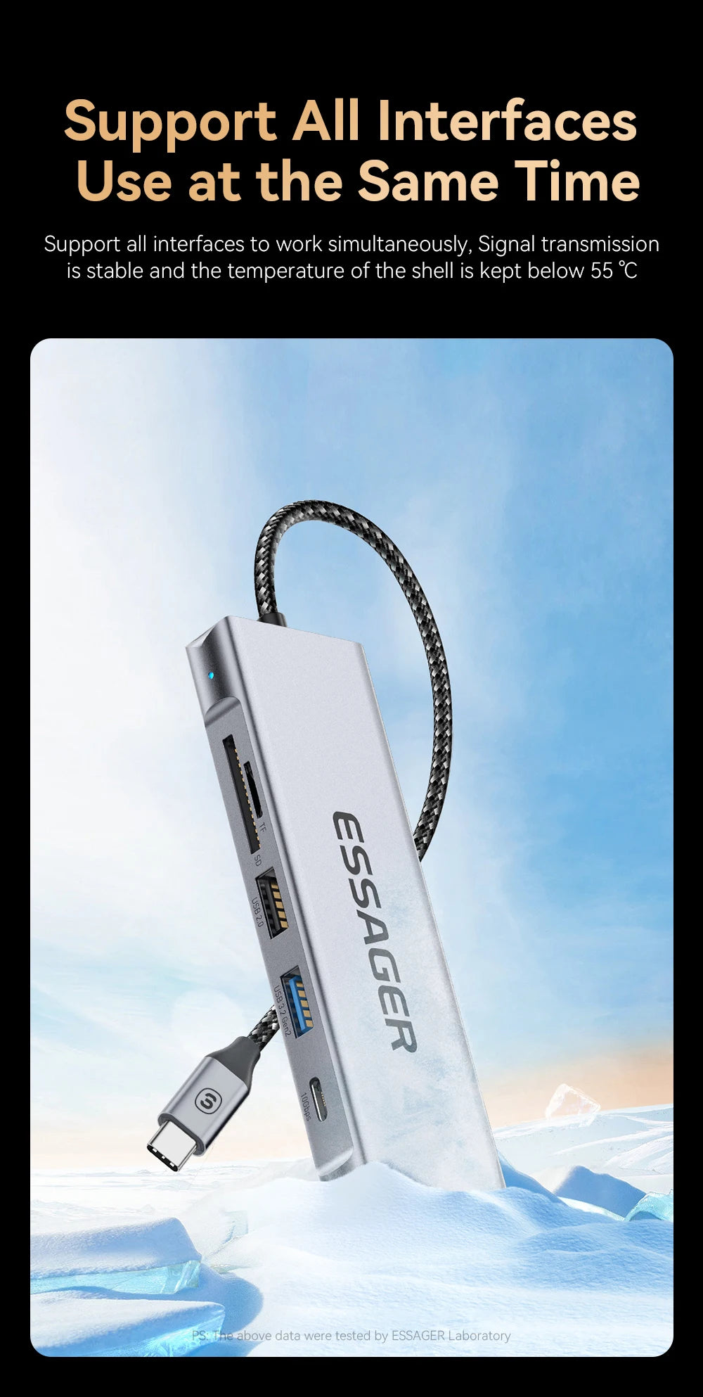 8-in-1 USB-C Hub with M.2 SSD Enclosure – HDMI & PD