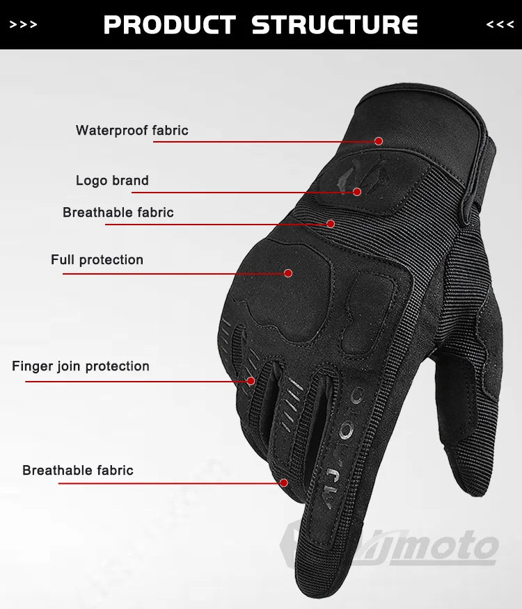 Black glove with labeled features on a white background